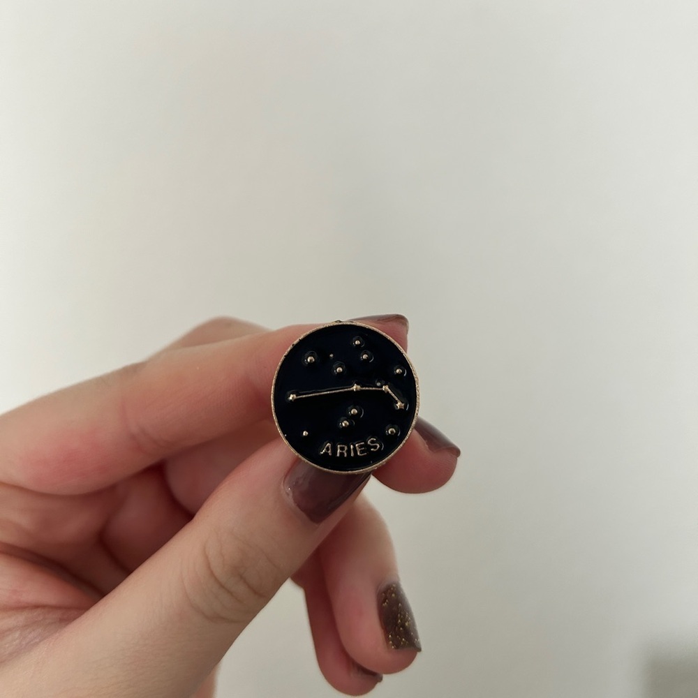 Aries Zodiac Constellation Enamel Pin - Gold Accents- New